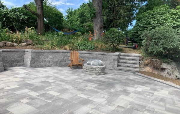 Retaining Walls And Firepits installed at a Danvers residence